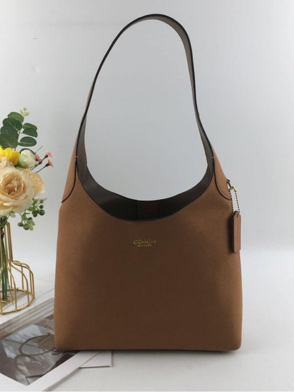 Black GarmentCoach Brooklyn Shoulder Bag 28 B4/DARK STONE